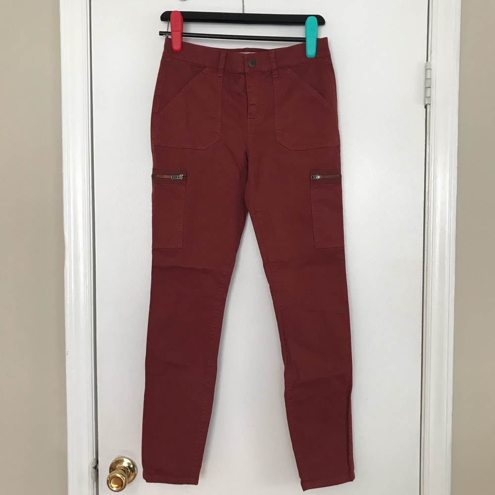 Madewell Cargo Moto Rust Brown Skinny Jeans 27